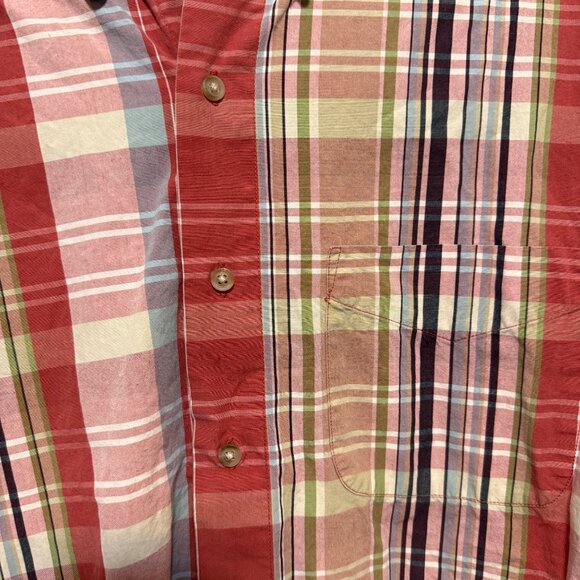 Van Heusen Salt Water Cottons Plaid Button-Down Short Sleeve Shirt L 16-16.5 - Picture 4 of 5